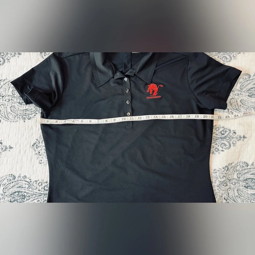 Nike Golf Women’s Large Black Dri-FIT Polo Shirt‎ Dragonberry Embroidered